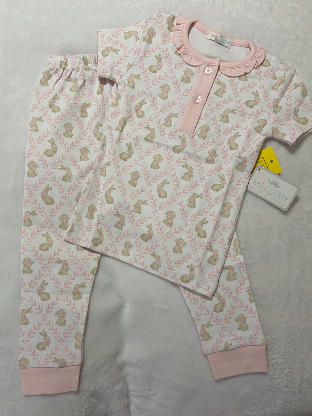 Baby Loren Pink Bunny Print Kids Pajama Set
